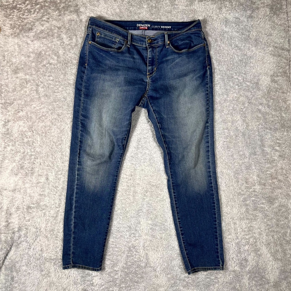 Denizen By Levi's Curve Skinny Jeans Womens 35W Blue Medium Wash Denim Cotton